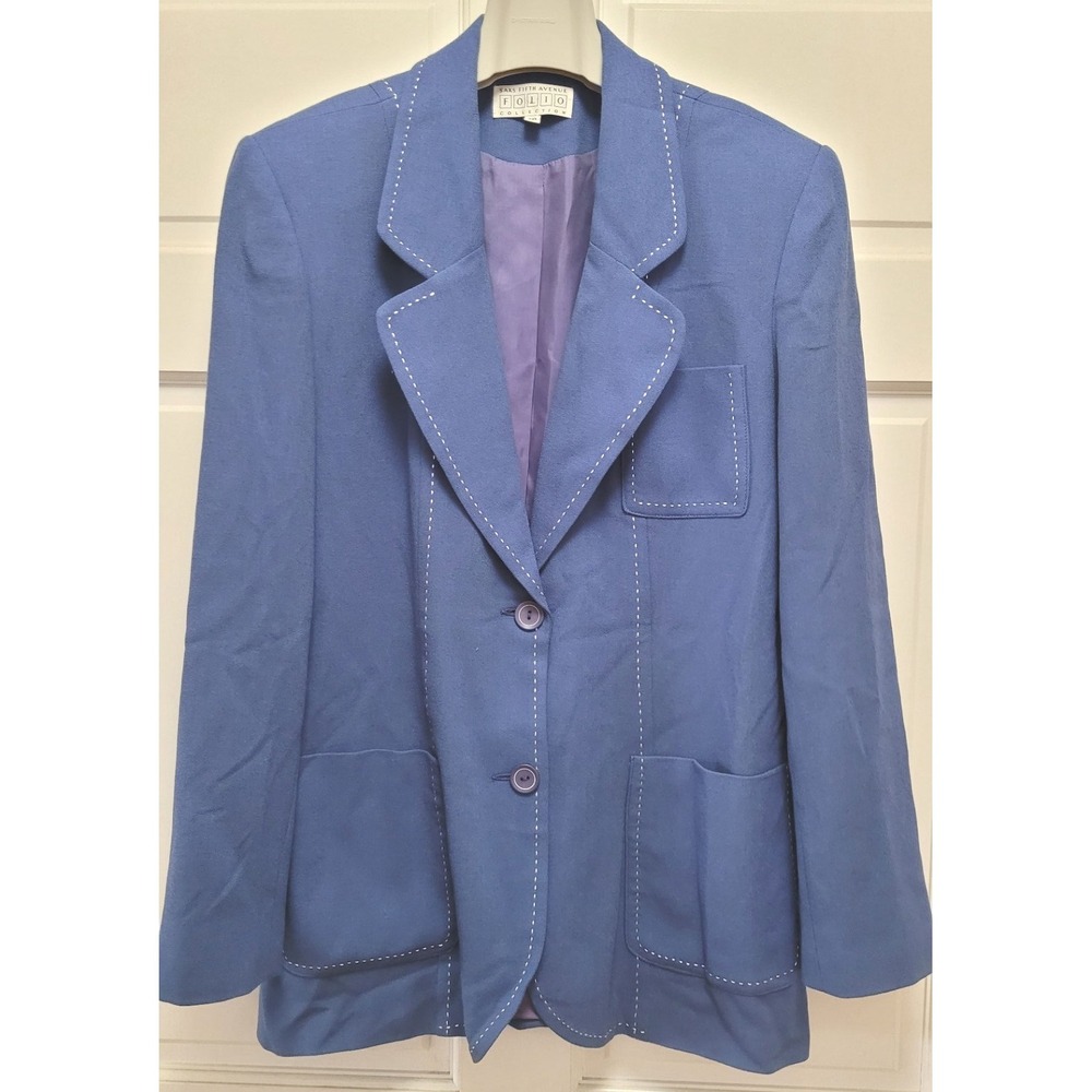 Vintage Saks Fifth Avenue Folio Collection Rayon Wool Blazer - Periwinkle - 10โ